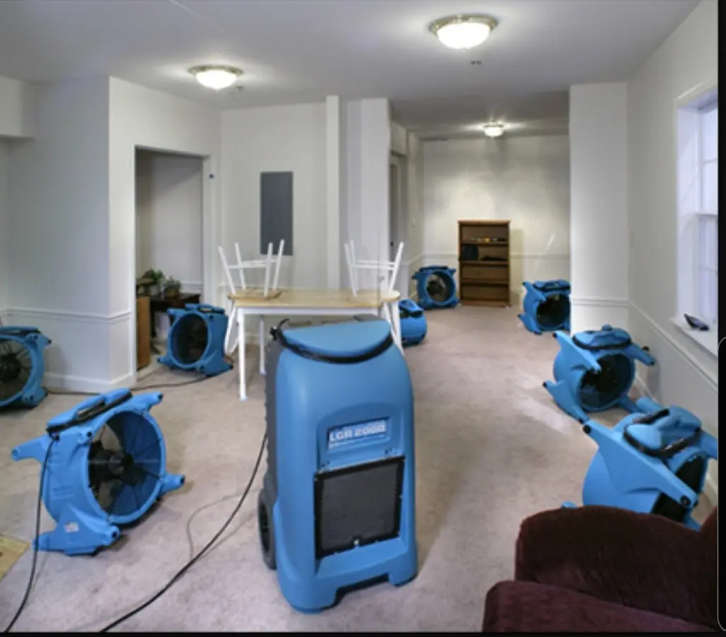 Air movers and dehumidifier setup for Water Extraction & Removal in Greendale