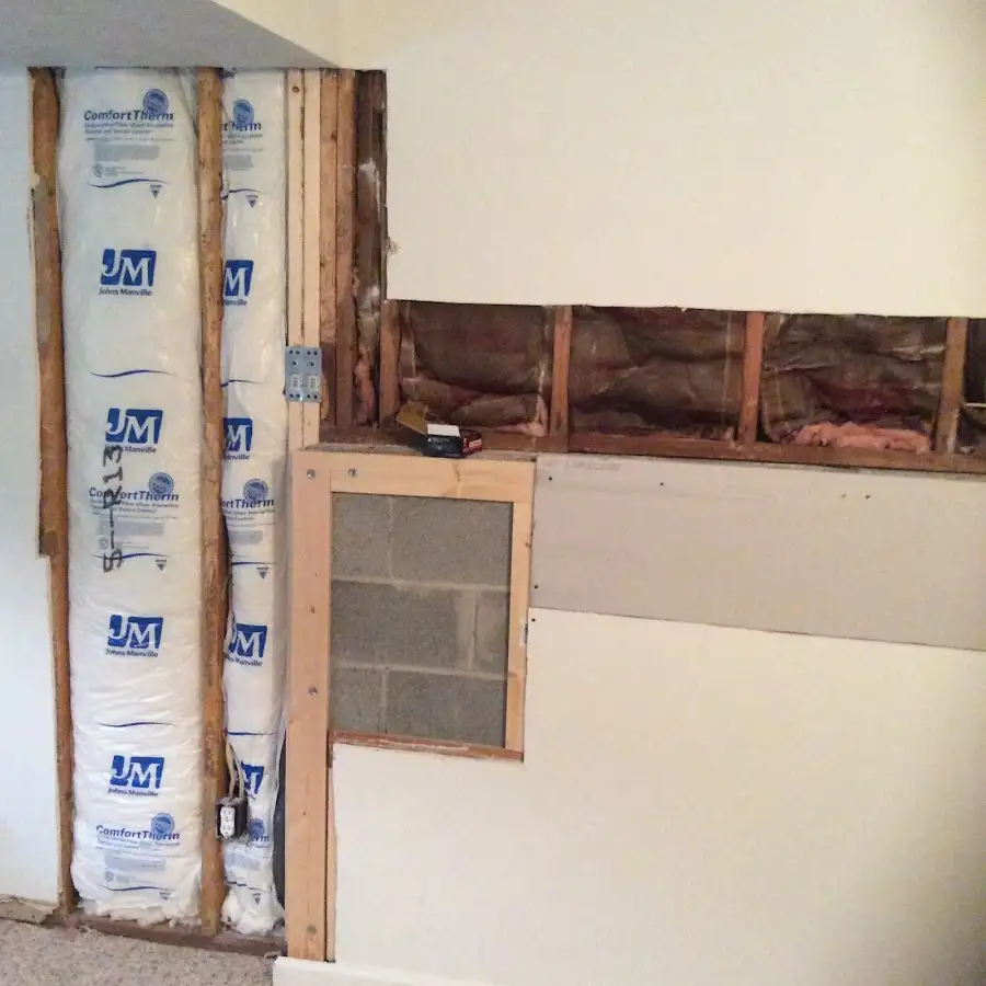 Wall insulation replacement during Basement Flood Cleanup in Greendale